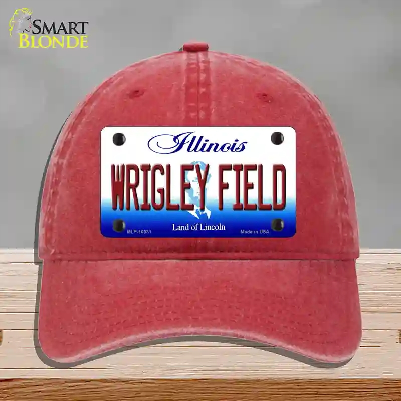 HAT13-MLP-10331 Wrigley Field Illinois Novelty License Plate Hat, Unconstructed Cotton - Red