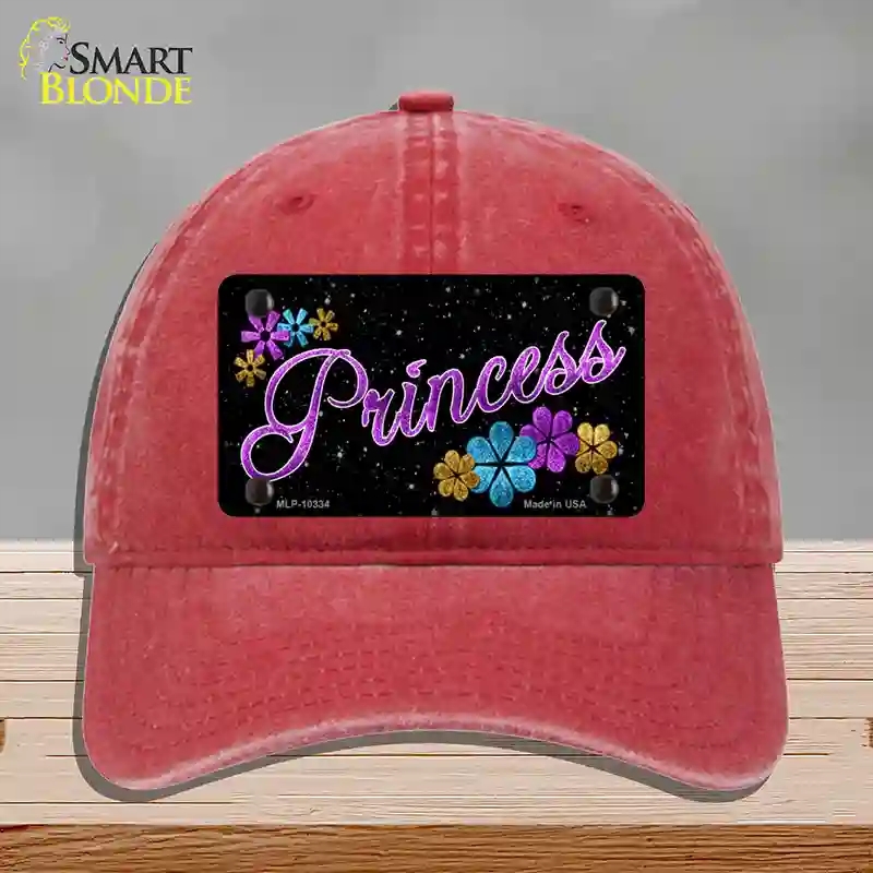 HAT13-MLP-10334 Princess Glitter Novelty License Plate Hat, Unconstructed Cotton - Red