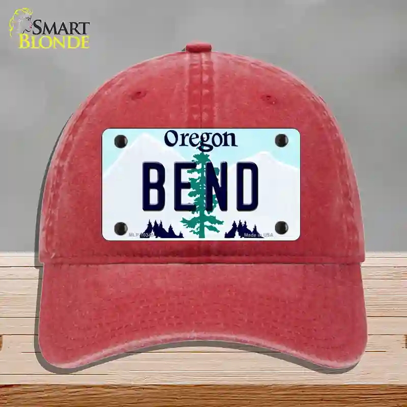 HAT13-MLP-10345 Bend Oregon Novelty License Plate Hat, Unconstructed Cotton - Red