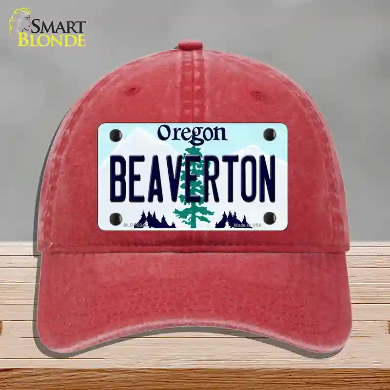 HAT13-MLP-10346 Beaverton Oregon Novelty License Plate Hat, Unconstructed Cotton - Red