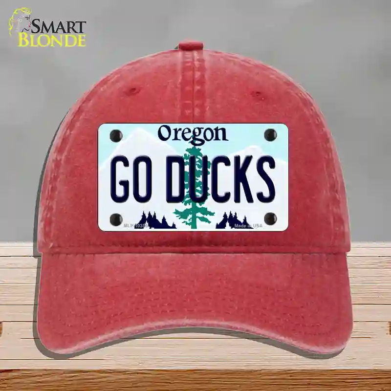 HAT13-MLP-10355 Go Ducks Oregon Novelty License Plate Hat, Unconstructed Cotton - Red