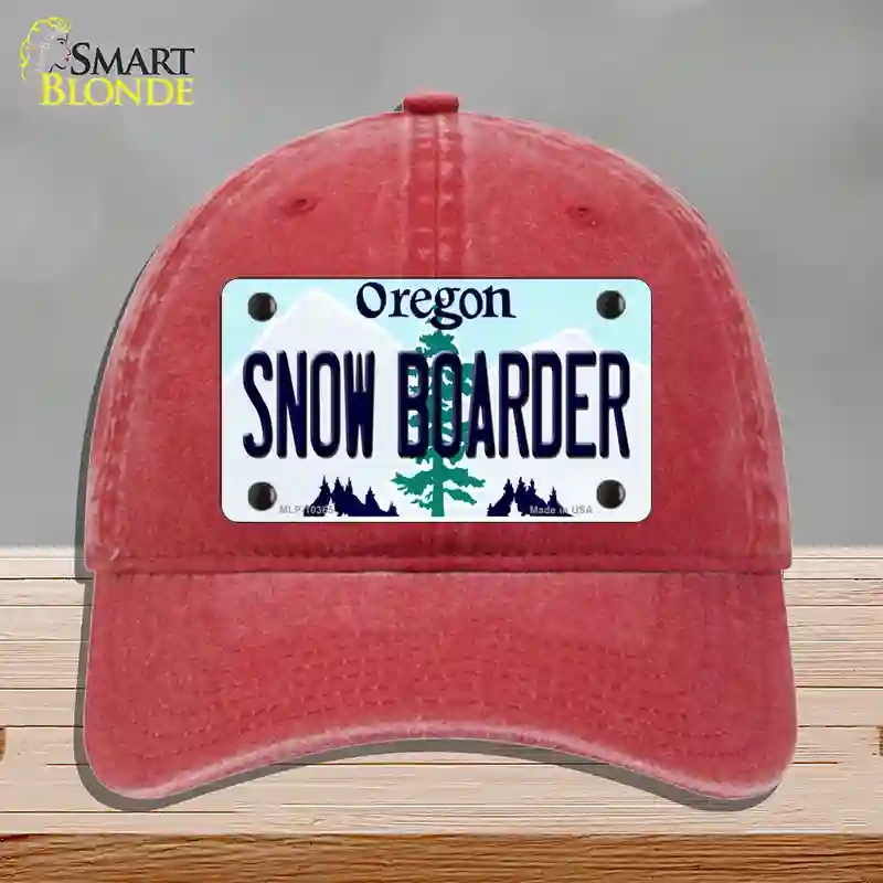 HAT13-MLP-10365 Snow Boarder Oregon Novelty License Plate Hat, Unconstructed Cotton - Red
