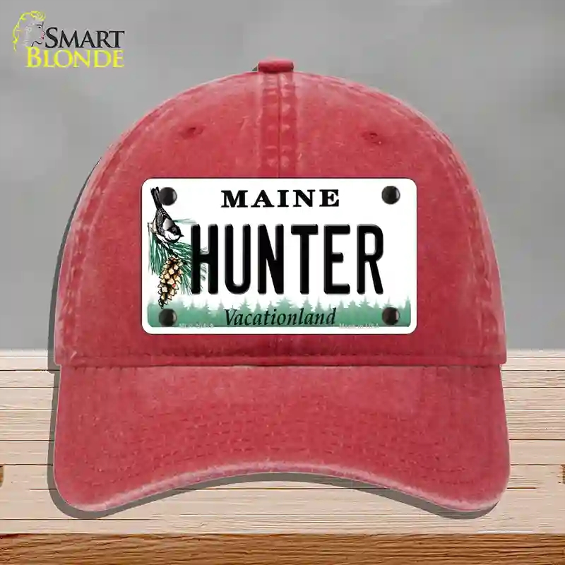 HAT13-MLP-10419 Hunter Maine Novelty License Plate Hat, Unconstructed Cotton - Red