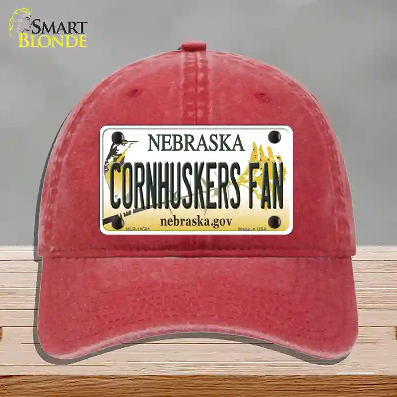 HAT13-MLP-10581 Cornhuskers Fan Nebraska Novelty License Plate Hat, Unconstructed Cotton - Red