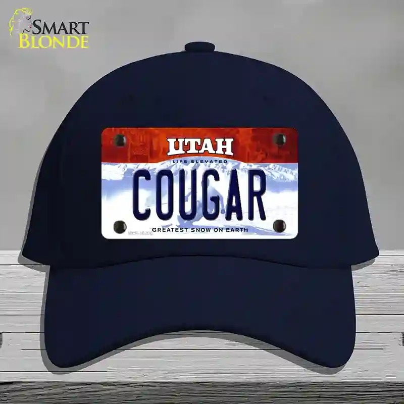 HAT20-MLP-10200 Cougar Utah Novelty License Plate Hat, Cotton - Navy