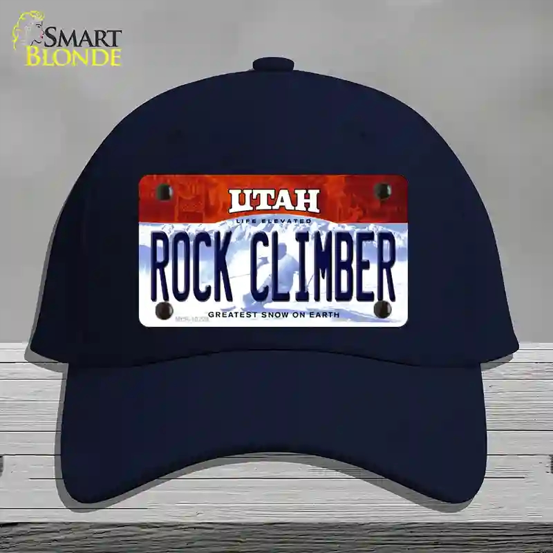 HAT20-MLP-10229 Rock Climber Utah Novelty License Plate Hat, Cotton - Navy