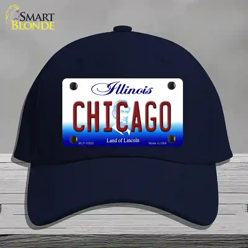 HAT20-MLP-10282 Chicago Illinois Novelty License Plate Hat, Cotton - Navy
