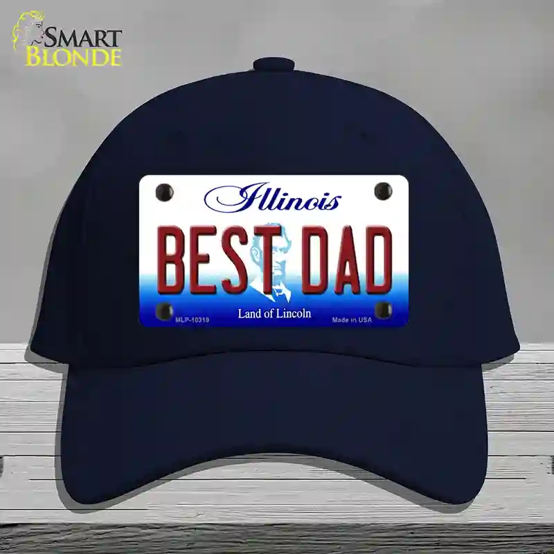 HAT20-MLP-10319 Best Dad Illinois Novelty License Plate Hat, Cotton - Navy