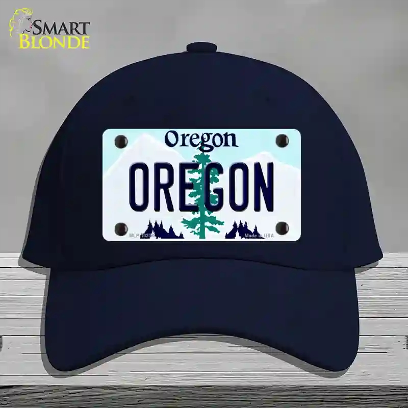 HAT20-MLP-10338 Oregon Tree Novelty License Plate Hat, Cotton - Navy