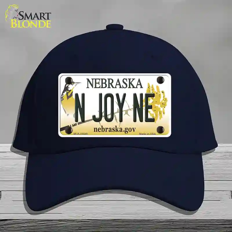 HAT20-MLP-10568 N Joy NE Nebraska Novelty License Plate Hat, Cotton - Navy