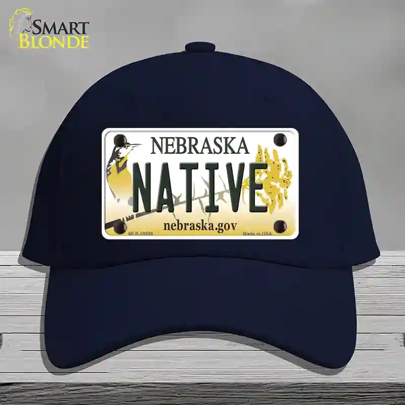 HAT20-MLP-10599 Native Nebraska Novelty License Plate Hat, Cotton - Navy