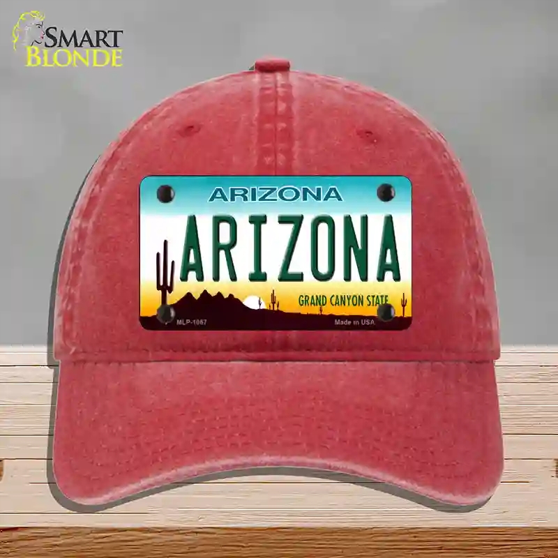 HAT13-MLP-1067 Arizona Novelty License Plate Hat, Unconstructed Cotton - Red