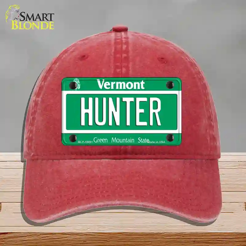 HAT13-MLP-10691 Hunter Vermont Novelty License Plate Hat, Unconstructed Cotton - Red