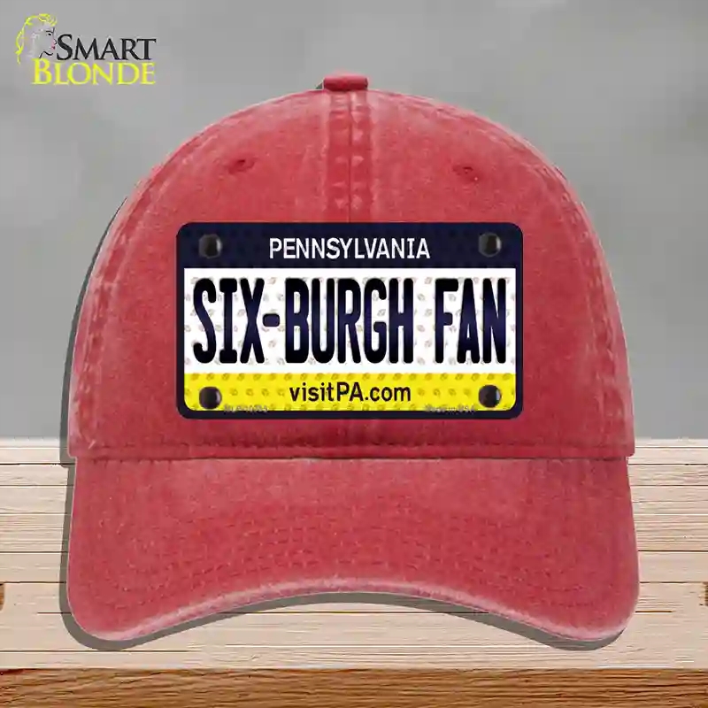 HAT13-MLP-10785 Six Burgh Fan Pennsylvania Novelty License Plate Hat, Unconstructed Cotton - Red