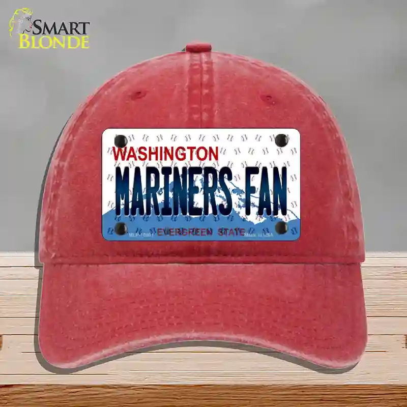 HAT13-MLP-10801 Mariners Fan Washington Novelty License Plate Hat, Unconstructed Cotton - Red
