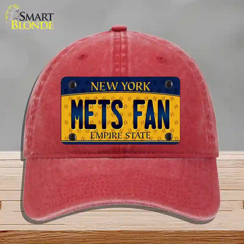HAT13-MLP-10802 Mets Fan   York Novelty License Plate Hat, Unconstructed Cotton - Red