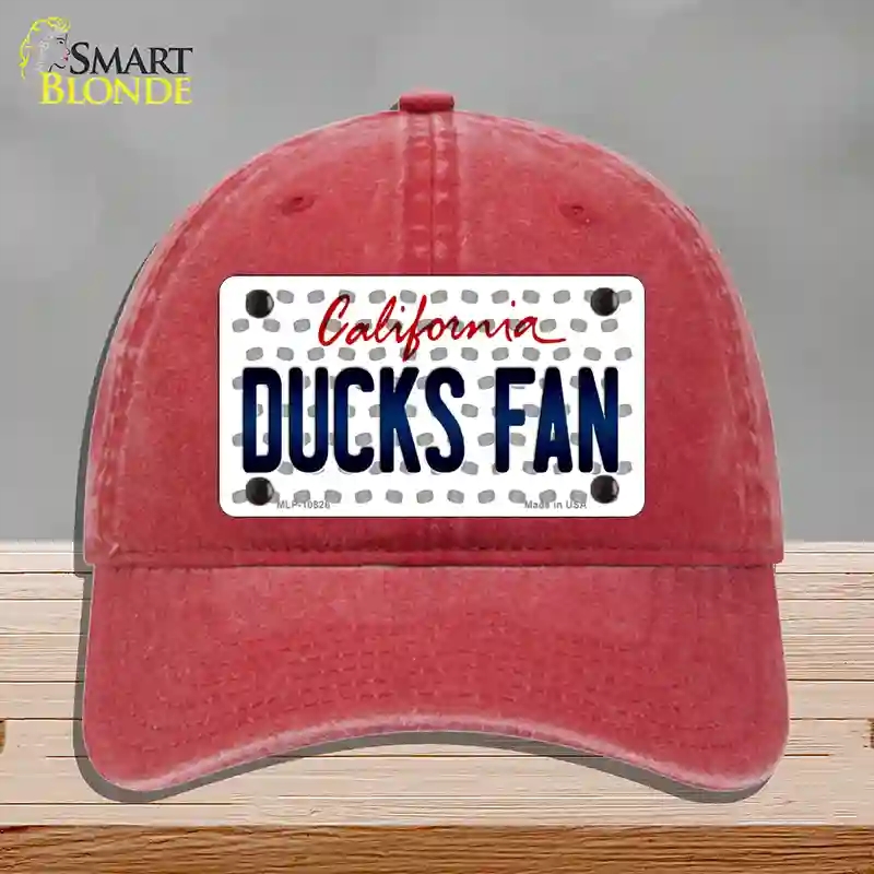 HAT13-MLP-10826 Ducks Fan California Novelty License Plate Hat, Unconstructed Cotton - Red
