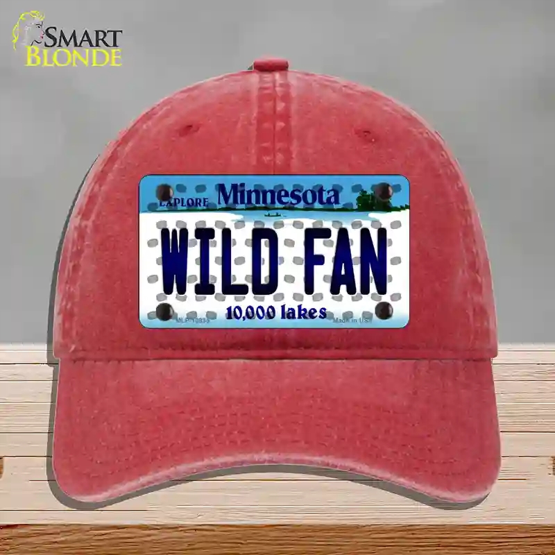 HAT13-MLP-10835 Wild Fan Minnesota Novelty License Plate Hat, Unconstructed Cotton - Red