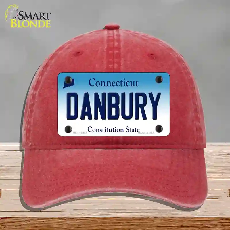 HAT13-MLP-10897 Danbury Connecticut Novelty License Plate Hat, Unconstructed Cotton - Red