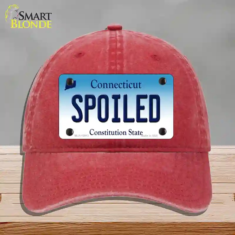 HAT13-MLP-10913 Spoiled Connecticut Novelty License Plate Hat, Unconstructed Cotton - Red