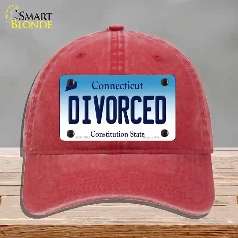 HAT13-MLP-10933 Divorced Connecticut Novelty License Plate Hat, Unconstructed Cotton - Red