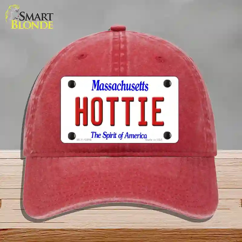 HAT13-MLP-10996 Hottie Massachusetts Novelty License Plate Hat, Unconstructed Cotton - Red