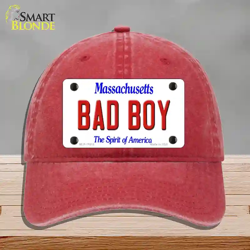 HAT13-MLP-11015 Bad Boy Massachusetts Novelty License Plate Hat, Unconstructed Cotton - Red