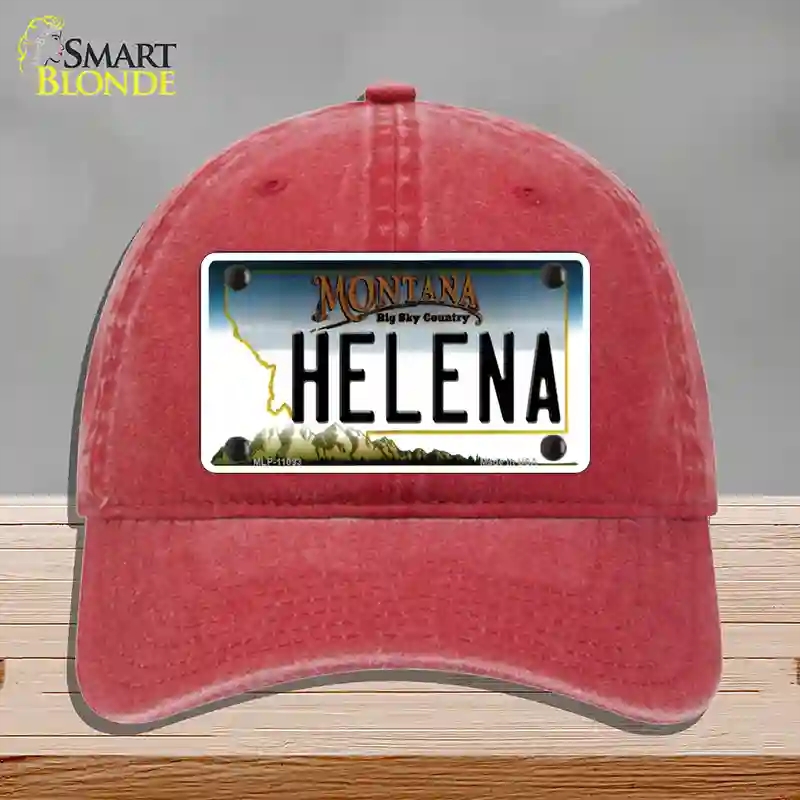 HAT13-MLP-11093 Helena Montana State Novelty License Plate Hat, Unconstructed Cotton - Red