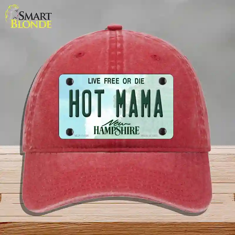 HAT13-MLP-11155 Hot Mama   Hampshire State Novelty License Plate Hat, Unconstructed Cotton - Red