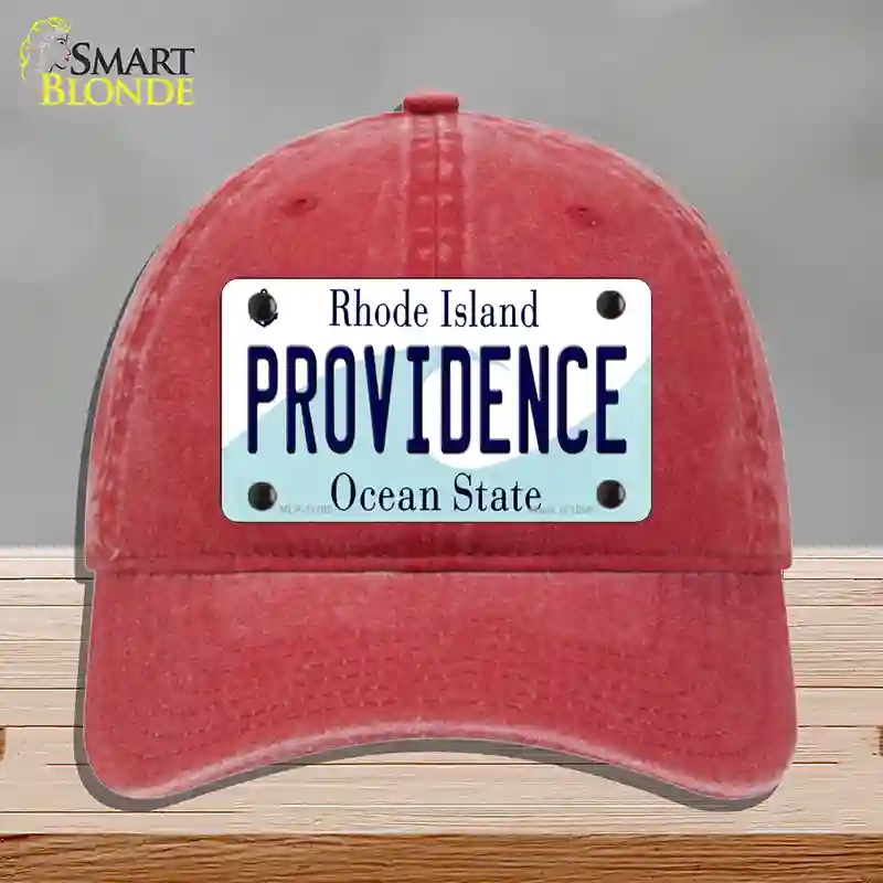 HAT13-MLP-11182 Providence Rhode Island State Novelty License Plate Hat, Unconstructed Cotton - Red