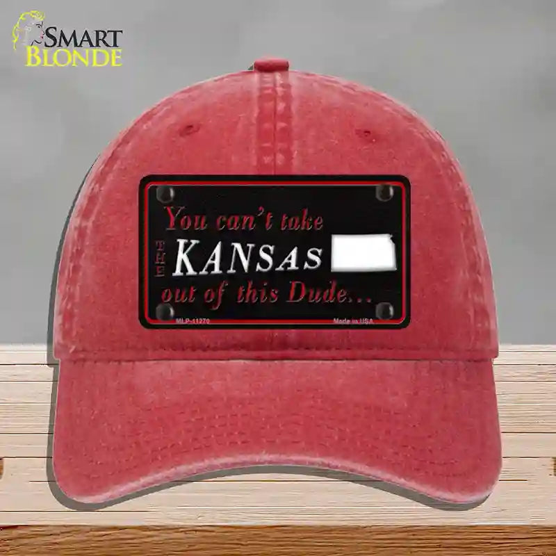 HAT13-MLP-11270 Kansas Dude Novelty License Plate Hat, Unconstructed Cotton - Red