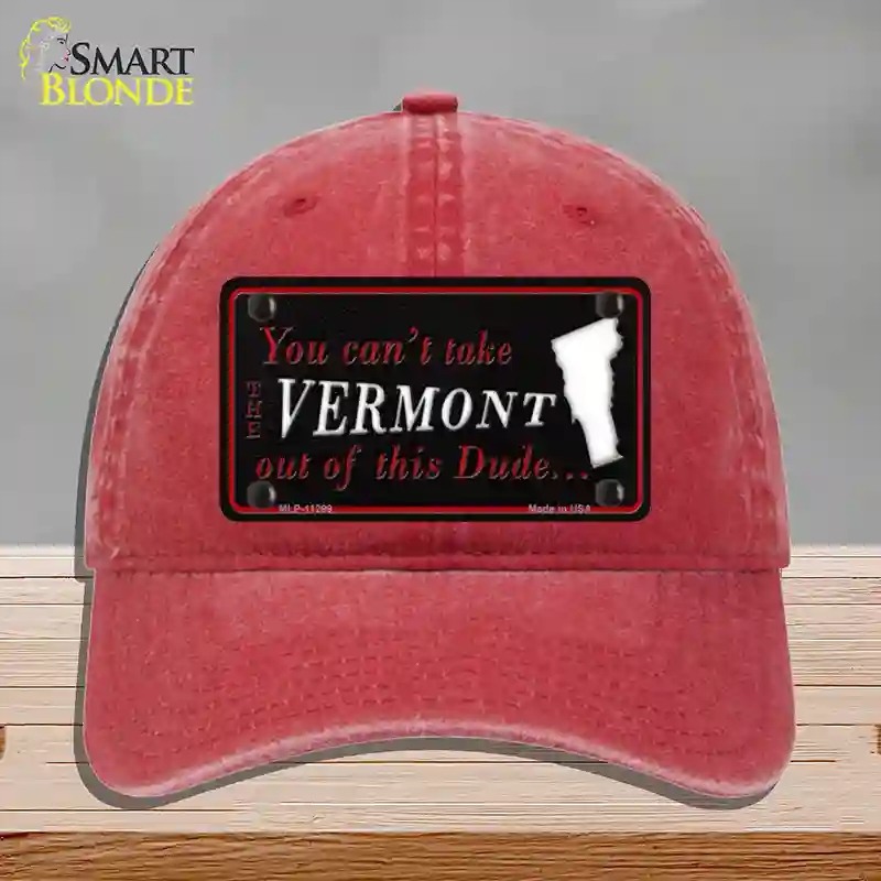HAT13-MLP-11299 Vermont Dude Novelty License Plate Hat, Unconstructed Cotton - Red