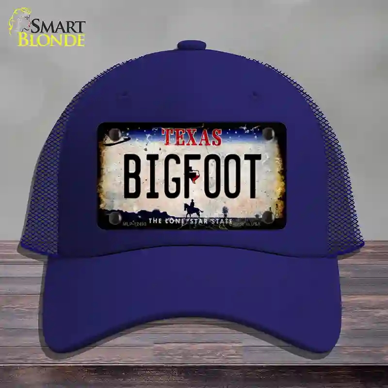 HAT18-MLP-12493 Bigfoot Texas Novelty License Plate Hat, Mesh - Royal Blue