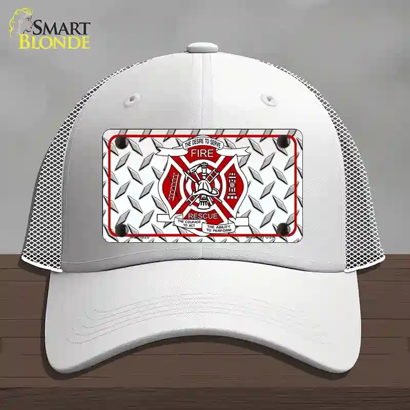 HAT19-MLP-020 Fire Fighter Rescue Novelty License Plate Hat, Mesh - White