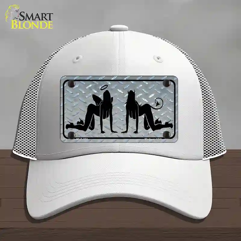 HAT19-MLP-061 Angel & Devil Novelty License Plate Hat, Mesh - White