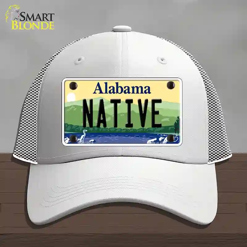 HAT19-MLP-10010 Native Alabama Novelty License Plate Hat, Mesh - White
