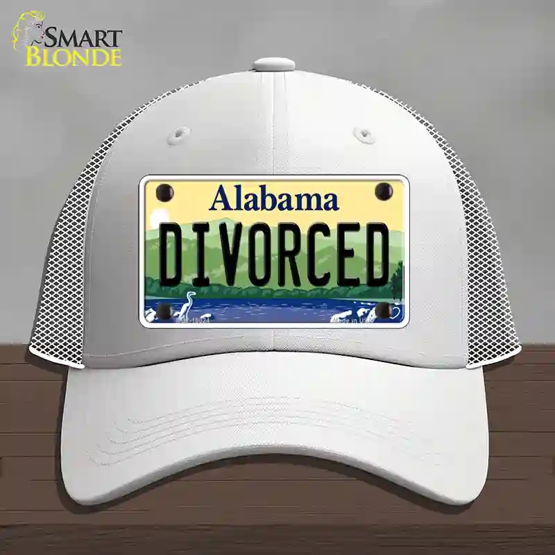 HAT19-MLP-10024 Divorced Alabama Novelty License Plate Hat, Mesh - White