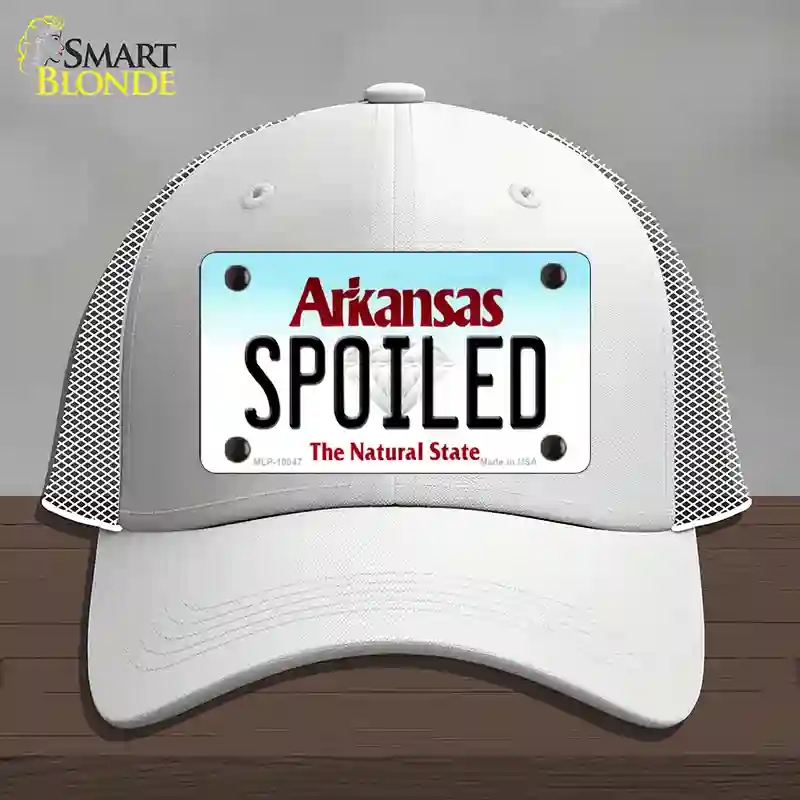 HAT19-MLP-10047 Spoiled Arkansas Novelty License Plate Hat, Mesh - White