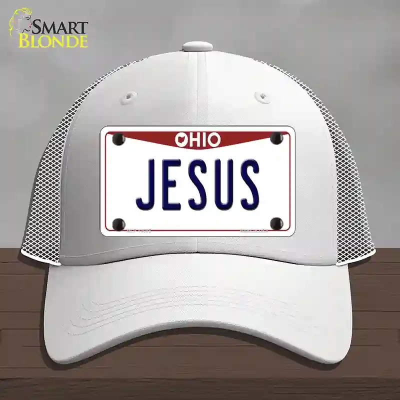 HAT19-MLP-10085 Jesus Ohio Novelty License Plate Hat, Mesh - White