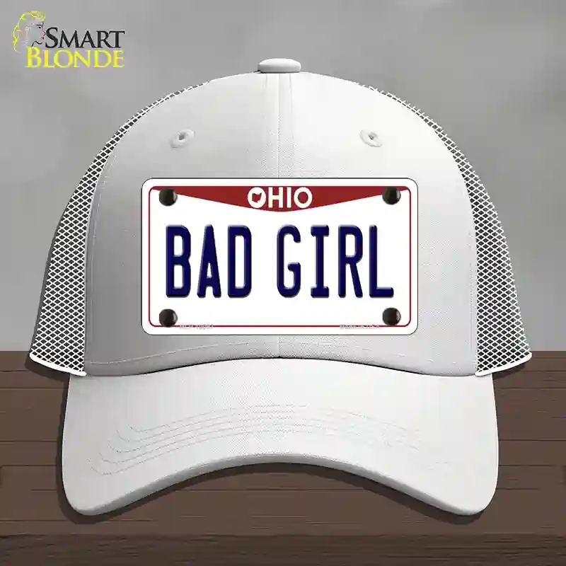 HAT19-MLP-10097 Bad Girl Ohio Novelty License Plate Hat, Mesh - White