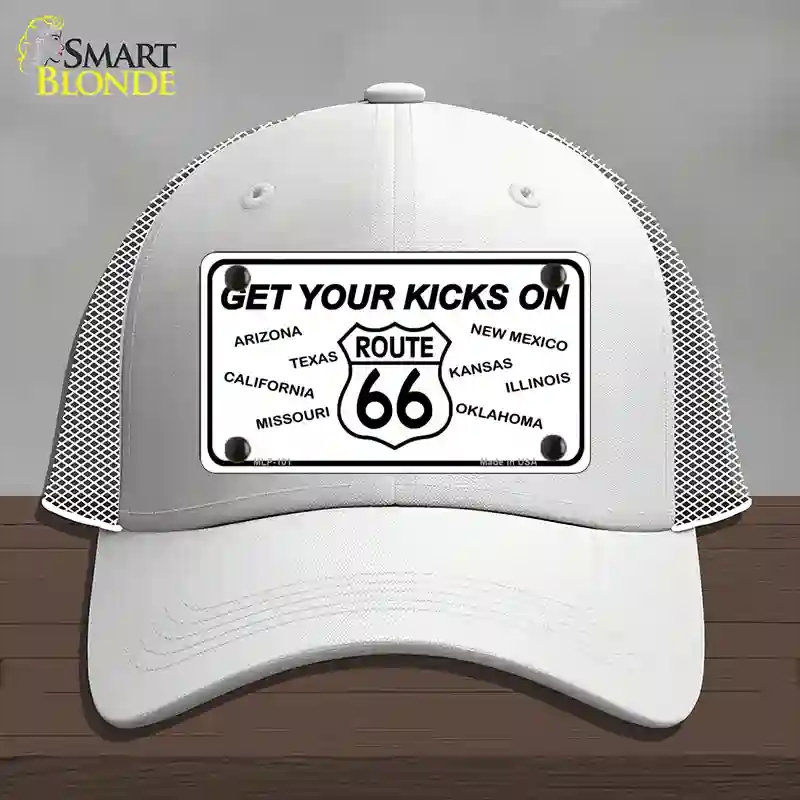 HAT19-MLP-101 Get Your Kicks on 66 Novelty License Plate Hat, Mesh - White