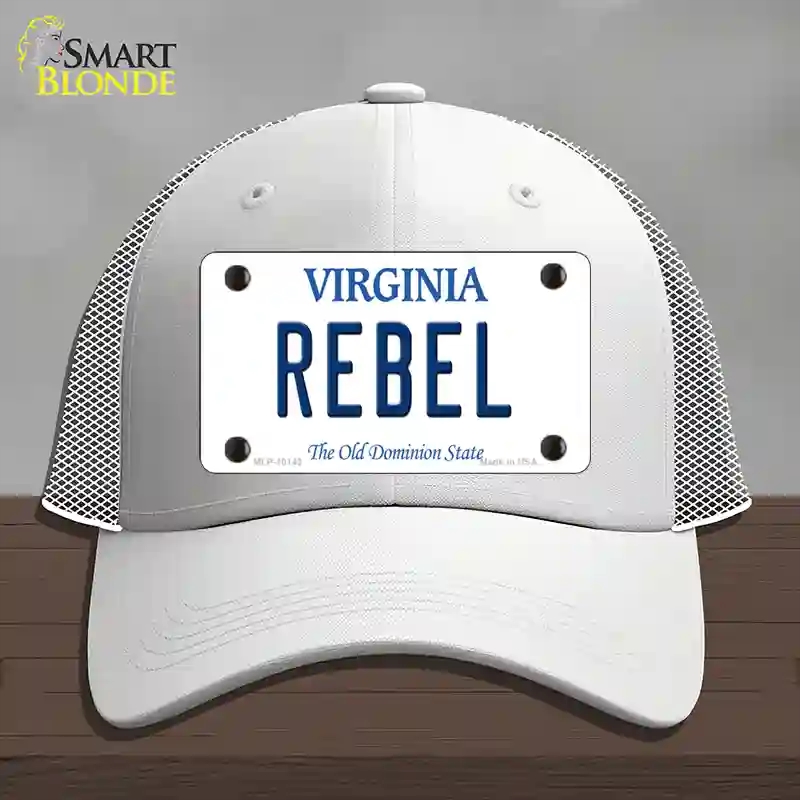 HAT19-MLP-10143 Rebel Virginia Novelty License Plate Hat, Mesh - White