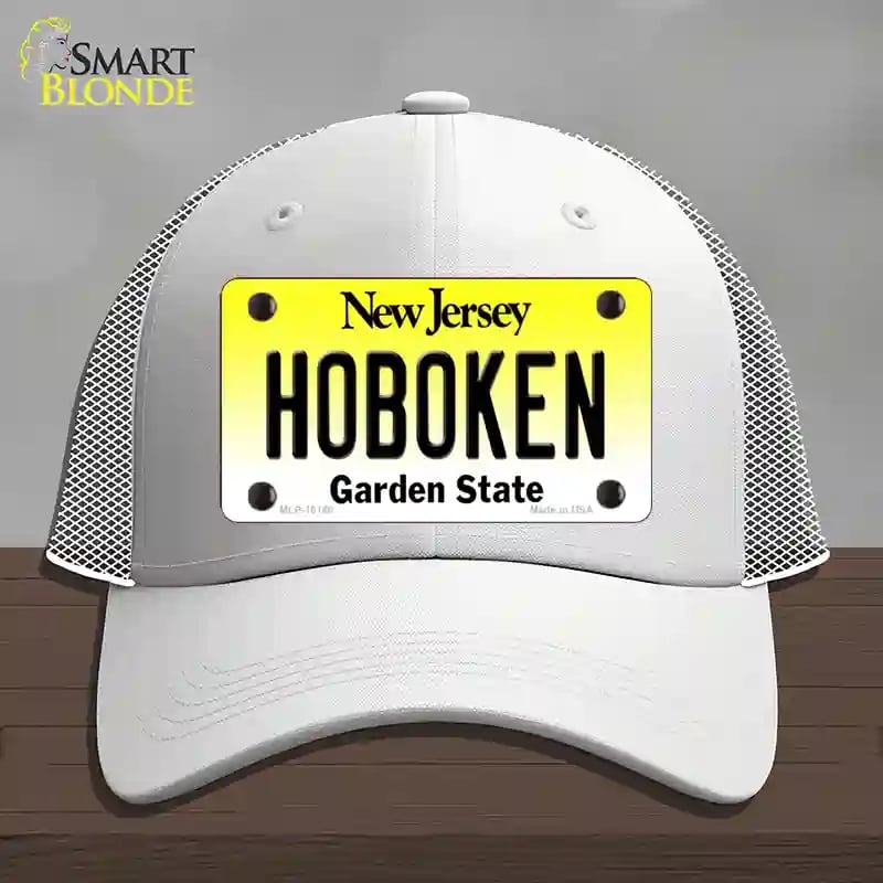 HAT19-MLP-10148 Hoboken   Jersey Novelty License Plate Hat, Mesh - White
