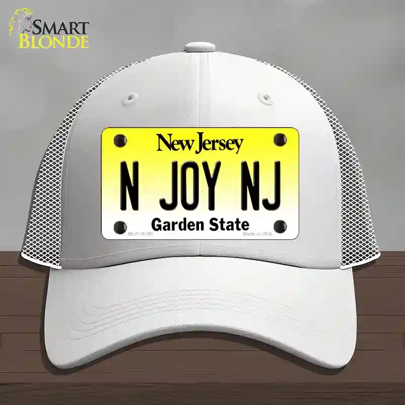 HAT19-MLP-10158 N Joy NJ   Jersey Novelty License Plate Hat, Mesh - White