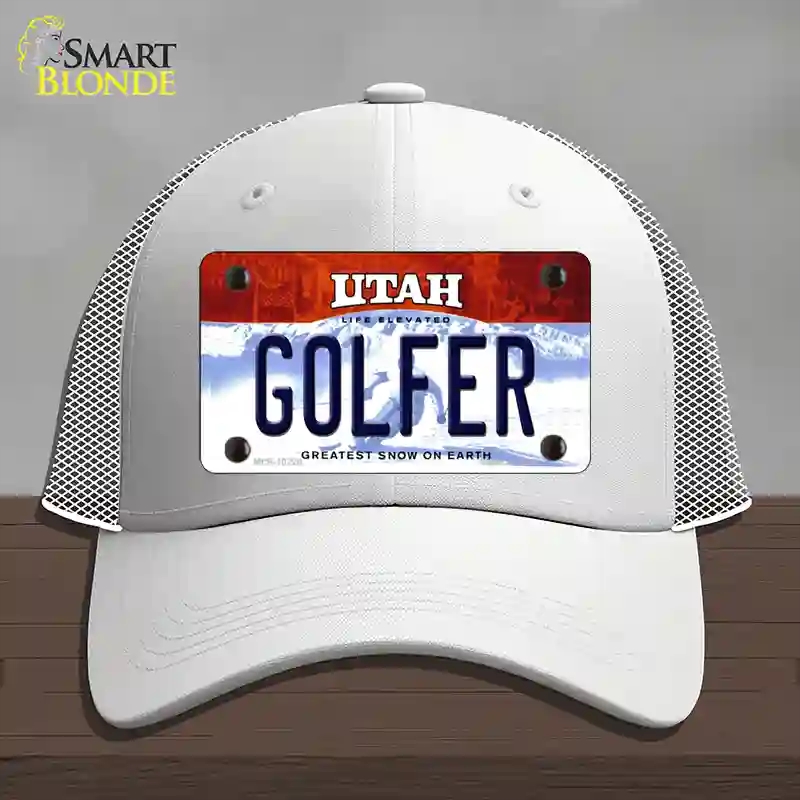 HAT19-MLP-10220 Golfer Utah Novelty License Plate Hat, Mesh - White