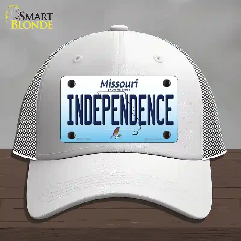HAT19-MLP-10244 Independence Missouri Novelty License Plate Hat, Mesh - White