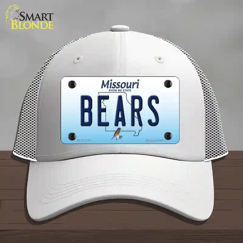 HAT19-MLP-10251 Bears Missouri Novelty License Plate Hat, Mesh - White