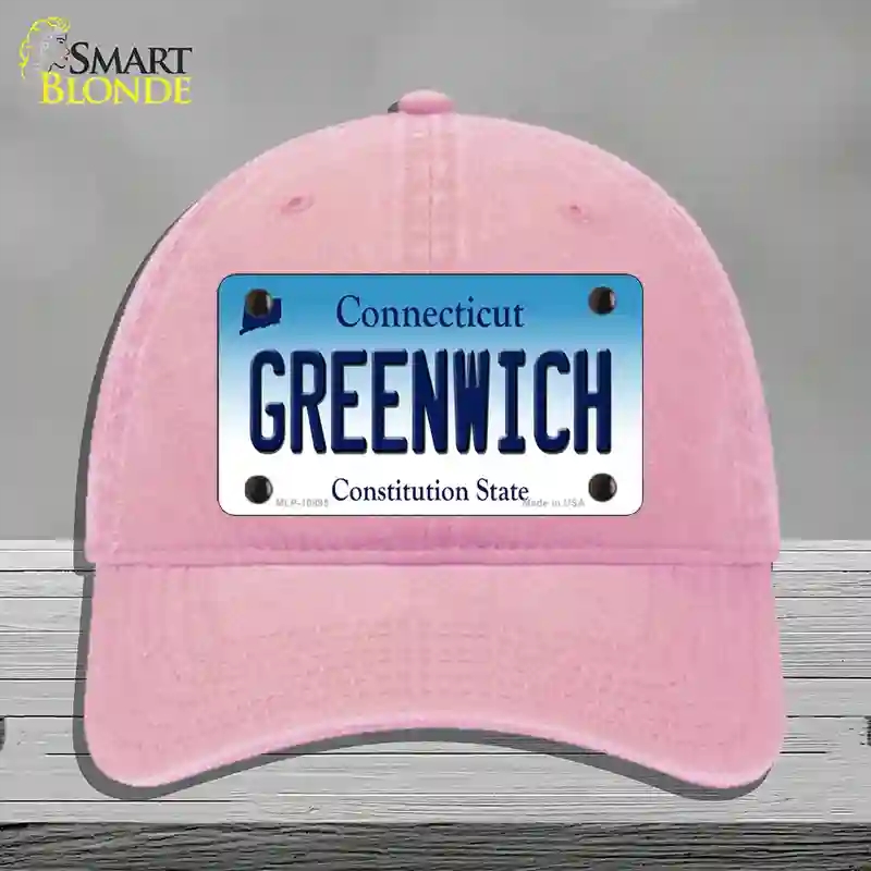 HAT12-MLP-10895 Greenwich Connecticut Novelty License Plate Hat, Unconstructed Cotton - Pink