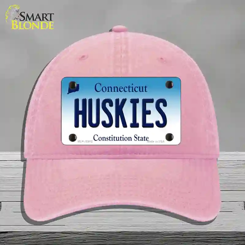 HAT12-MLP-10902 Huskies Connecticut Novelty License Plate Hat, Unconstructed Cotton - Pink