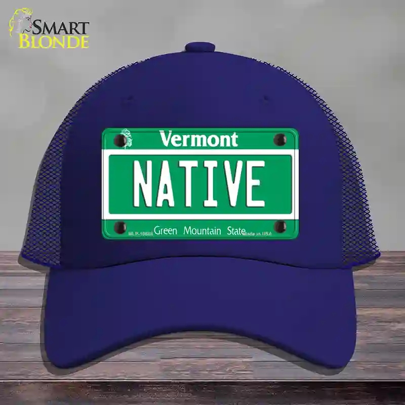 HAT18-MLP-10688 Native Vermont Novelty License Plate Hat, Mesh - Royal Blue